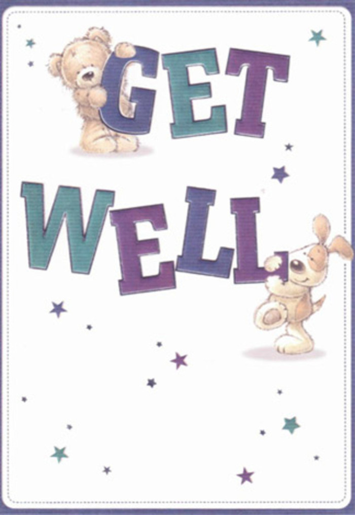 This get well card is a heartfelt tribute to gentle support, inspired by the warmth of Abbey Wood. At its centre, a friendly teddy bear and a playful puppy exchange bright-eyed encouragement, surrounded by stars rendered in a whimsical palette of purples and teals-shades as lively and welcoming as the parks and gardens scattered throughout the neighbourhood. The confident, round-edged lettering of 'Get Well' anchors the composition; indigo and aqua strokes lend cheerful assurance to every word. A soft, tactile quality is evident in the bear's plush fur and the puppy's velvety ears, capturing the sense of a comforting embrace. Picture pairing this card with a bouquet delivered straight from Abbey Wood Florist-the combined offering becomes a radiant token of care, brightening the spirits of someone recovering nearby. The entire design radiates peaceful energy, a fitting companion for moments of healing and quiet determination in the heart of Abbey Wood.